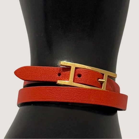 Hermes Behapi Double Tour Swift Leather Purple and Orange Hapi Closure Bracelet - Picture 9 of 13